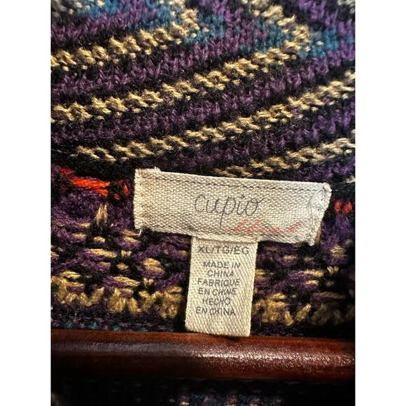 Multicolor Patterned Women's Sweater Coat - Picture 9 of 10